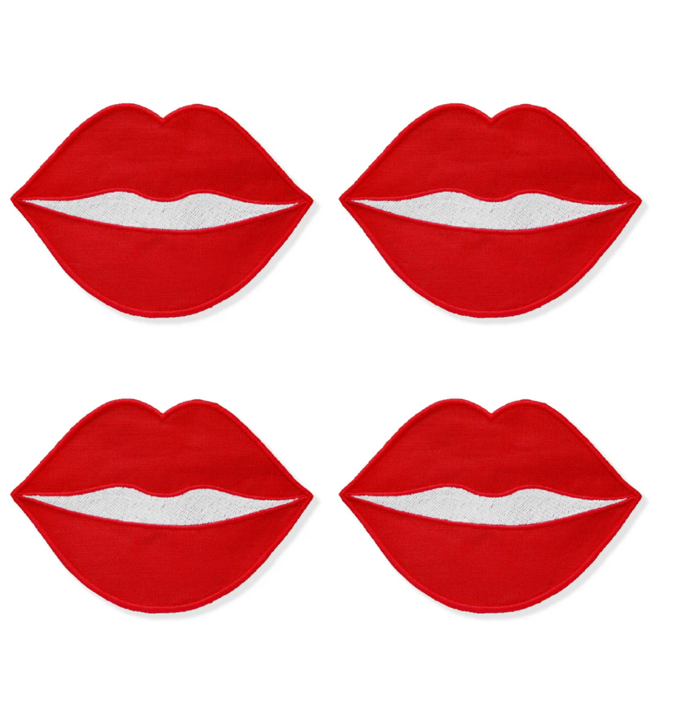 Red Lip Cocktail Napkins - Set of 4