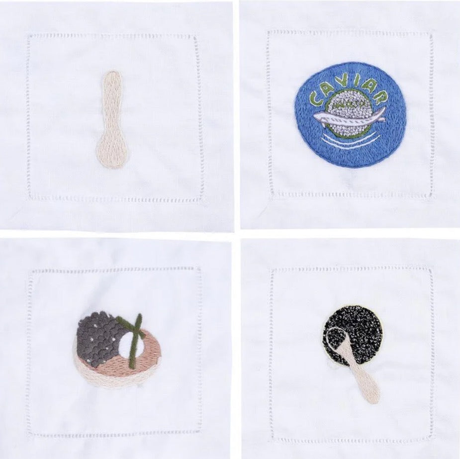 Caviar Cocktail Napkins - Set of 4