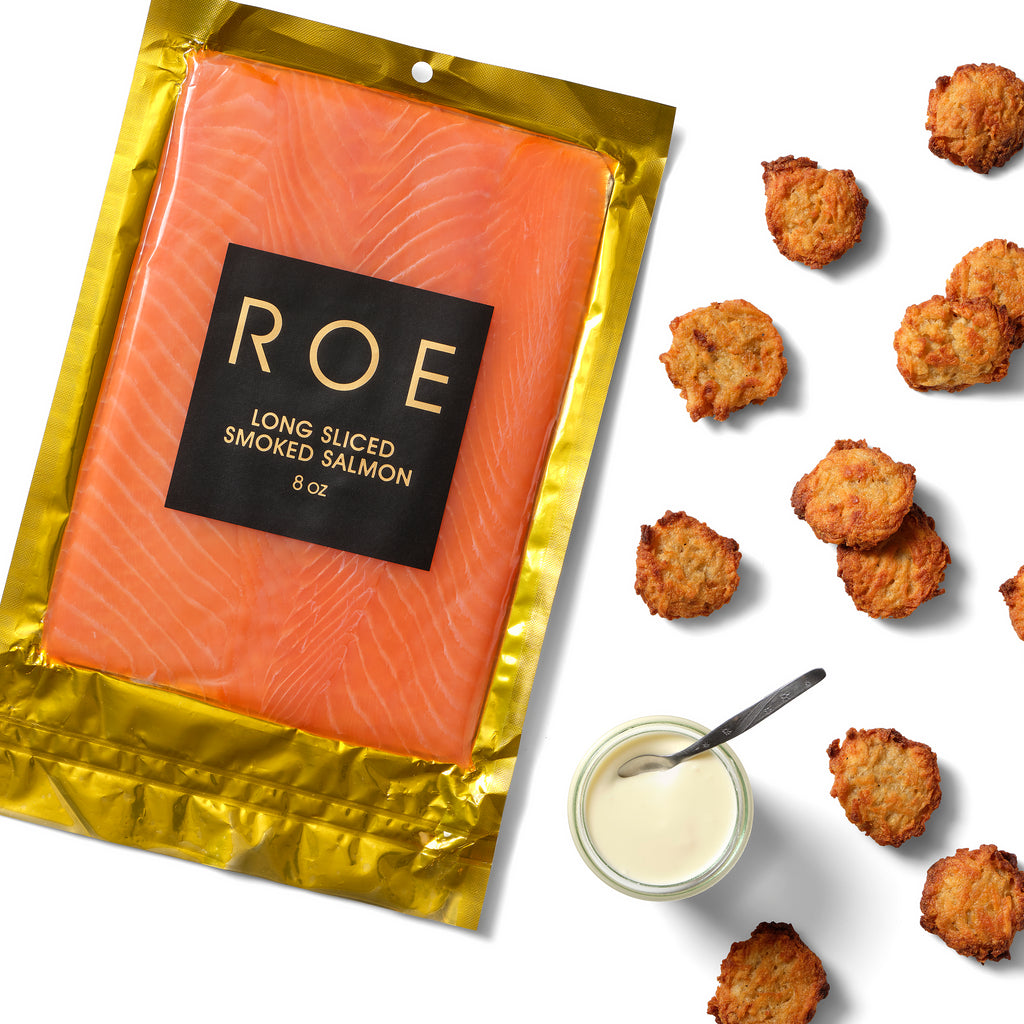 Long Sliced Smoked Salmon + ROE Bites + Crème Fraîche