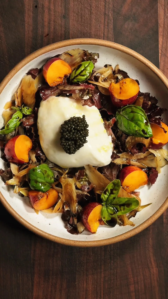 Burrata with Caviar, Pickled Fennel & Nectarine