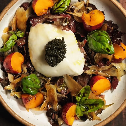 Burrata with Caviar, Pickled Fennel & Nectarine
