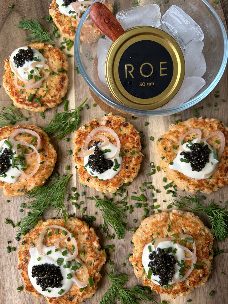 Herby Salmon Cakes with ROE
