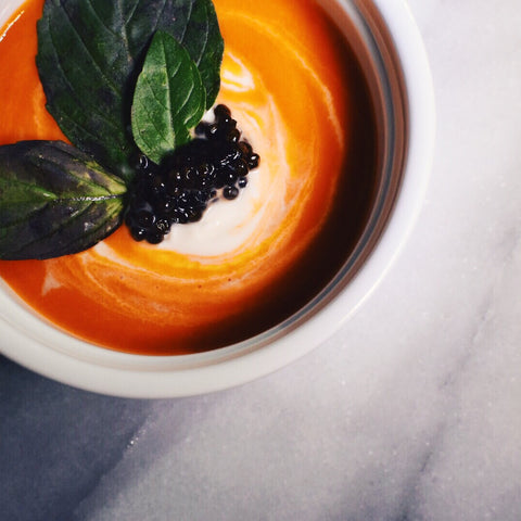 Puréed Tomato and Red Pepper Soup with ROE