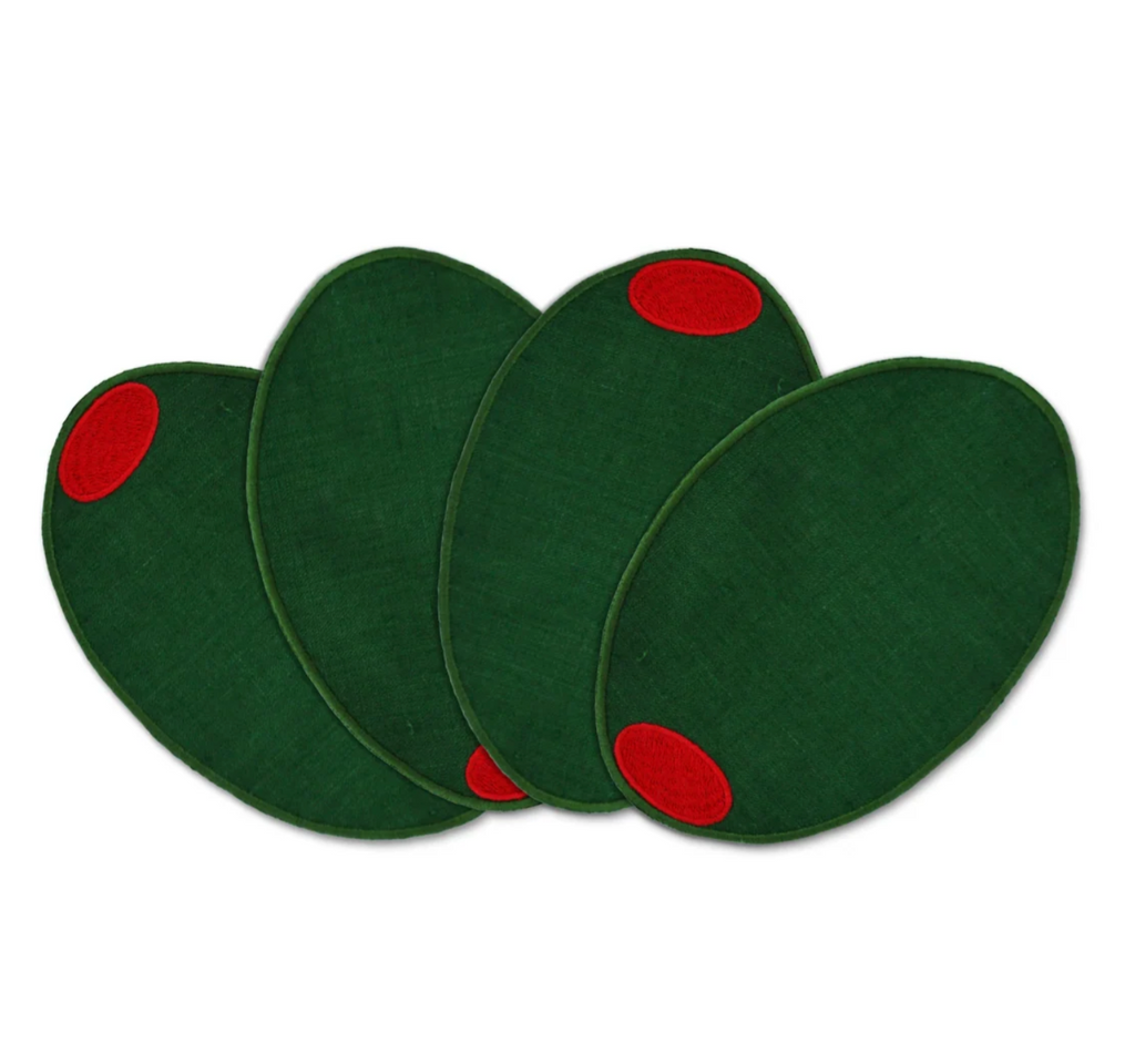 Martini Olive Cocktail Napkins - Set of 4